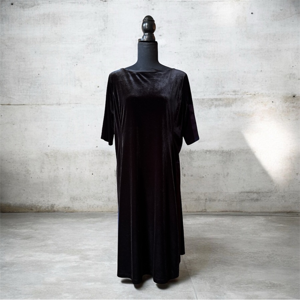 Lands' End Black Velvet Maxi Dress‎